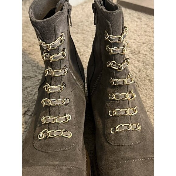 Cecilia New York Chance Hiker Boots Gray Suede Leather 8M - Picture 7 of 11